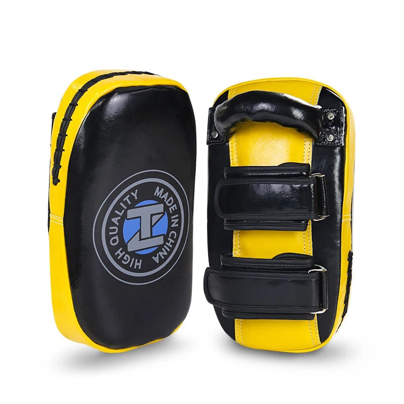 Genuine Leather Punch Pad Hand Pads For Kickboxing Black-yellow